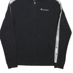 CHAMPION Boys Black & White Zip Hoodie 2XL Cotton Blend Logo Tape