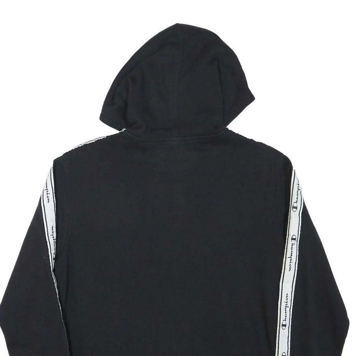 CHAMPION Boys Black & White Zip Hoodie 2XL Cotton Blend Logo Tape