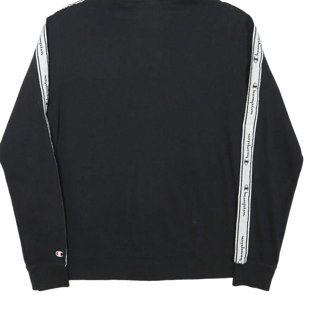 CHAMPION Boys Black & White Zip Hoodie 2XL Cotton Blend Logo Tape