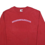 TOMMY JEANS Mens Red Graphic T-Shirt XL Long Sleeve Crew Neck Classic Fit