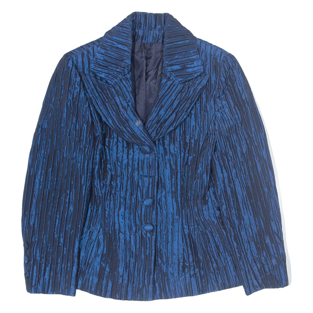 Ruffled Womens Blazer Jacket Blue S