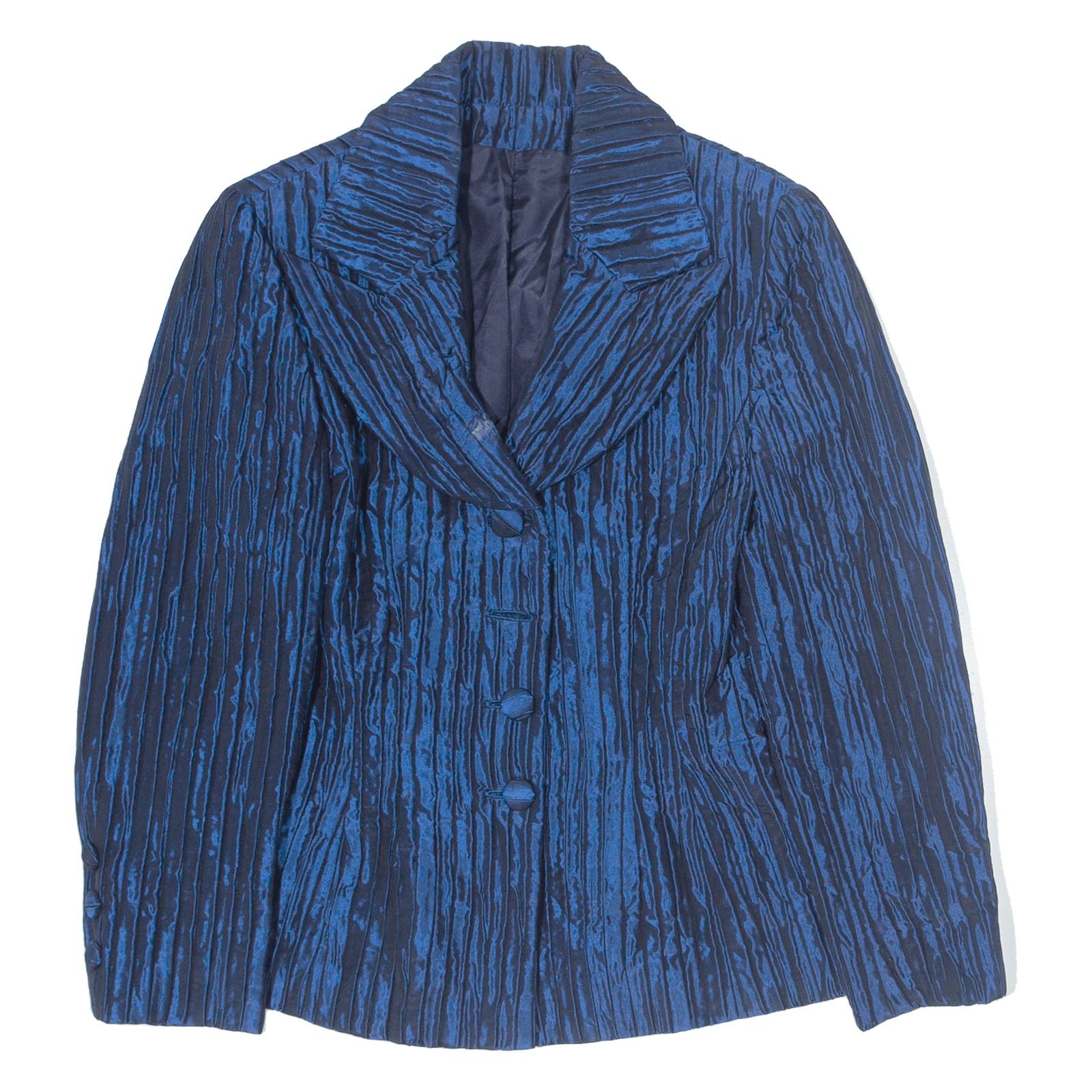 Ruffled Womens Blazer Jacket Blue S