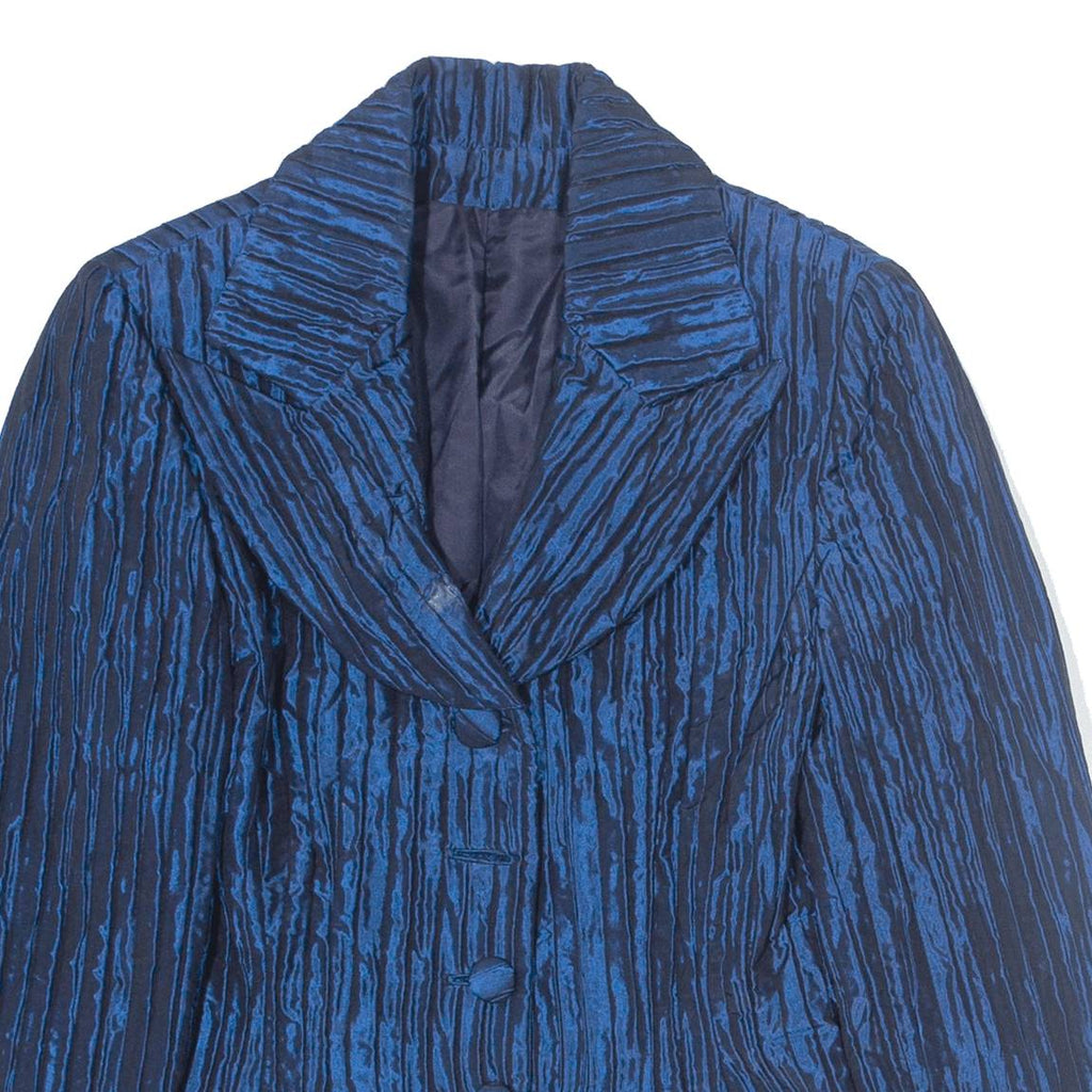 Ruffled Womens Blazer Jacket Blue S