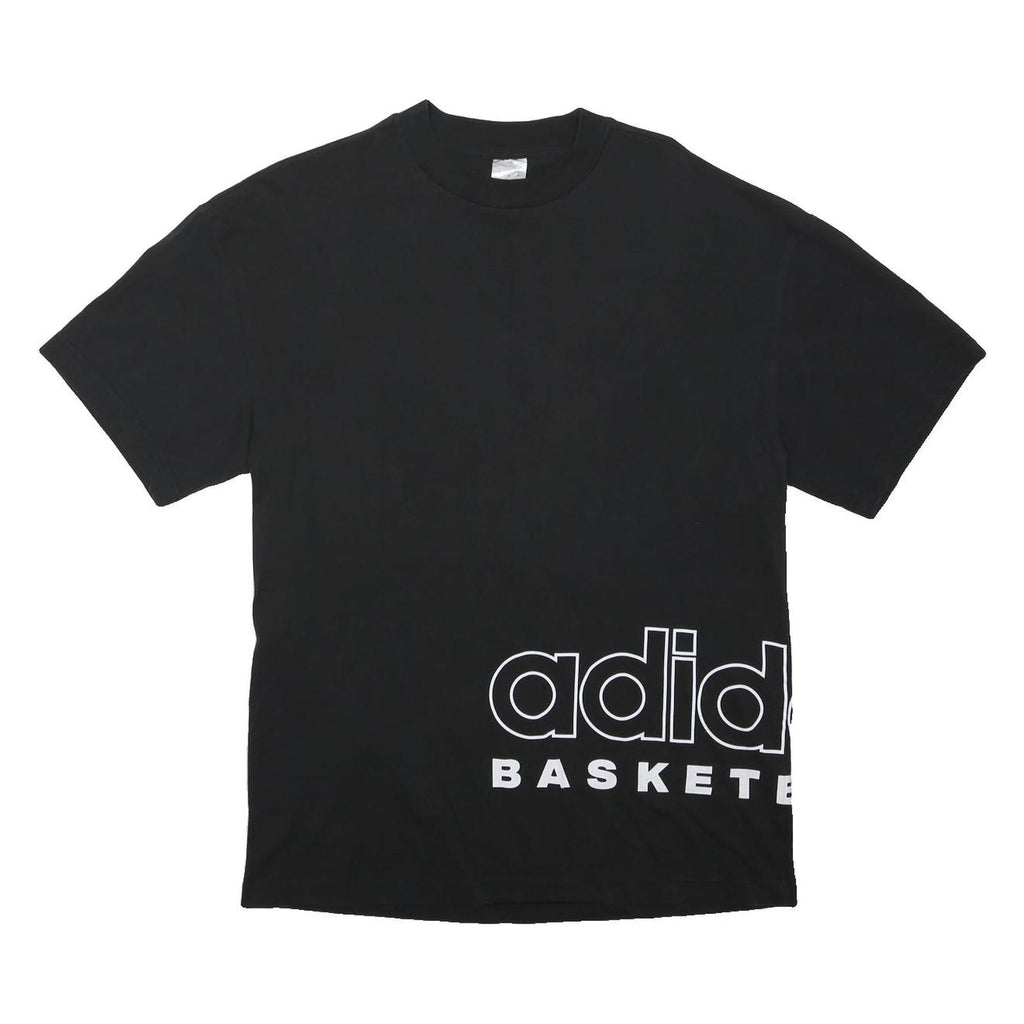 ADIDAS Mens Black Basketball T-Shirt M Short Sleeve Crew Neck Cotton Blend