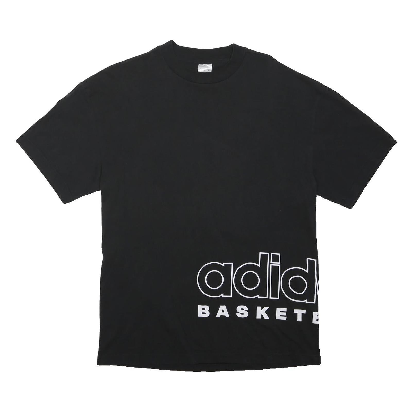 ADIDAS Mens Black Basketball T-Shirt M Short Sleeve Crew Neck Cotton Blend