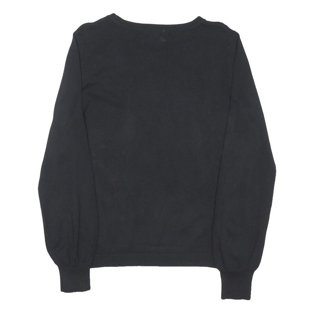 NEXT Womens Black Floral Patterned Cotton Blend Jumper Crew Neck UK 10