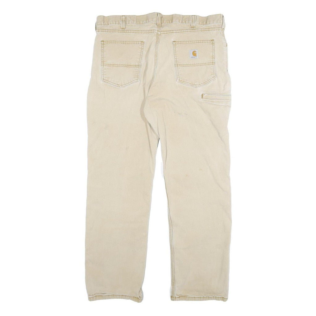 CARHARTT Mens Relaxed Fit Beige Workwear Cotton Blend Trousers W36 L29