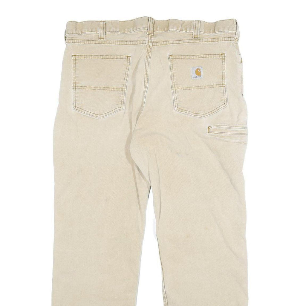 CARHARTT Mens Relaxed Fit Beige Workwear Cotton Blend Trousers W36 L29