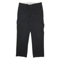 DICKIES Mens Black Regular Straight Cotton Blend Trousers W34 L31 Workwear Cargo