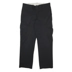 DICKIES Mens Black Regular Straight Cotton Blend Trousers W34 L31 Workwear Cargo