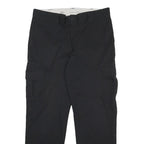 DICKIES Mens Black Regular Straight Cotton Blend Trousers W34 L31 Workwear Cargo