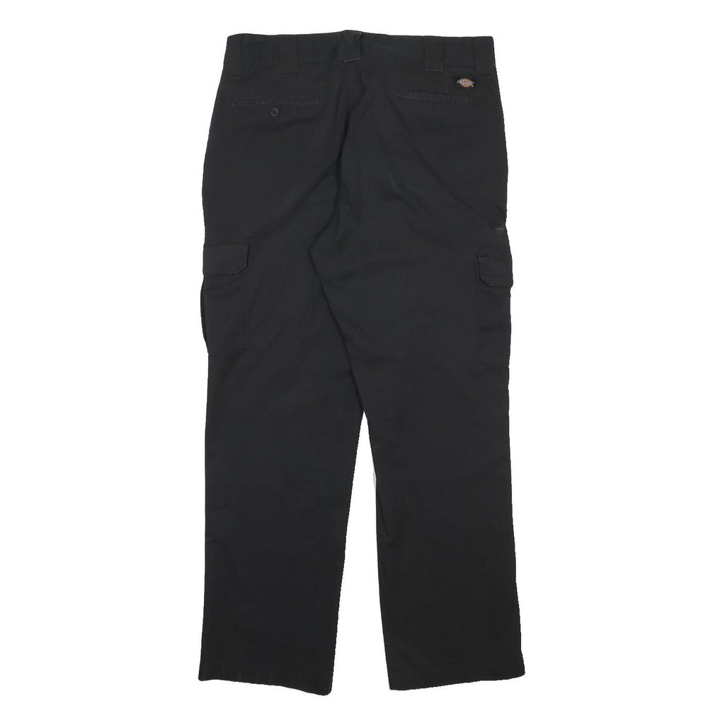 DICKIES Mens Black Regular Straight Cotton Blend Trousers W34 L31 Workwear Cargo