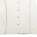 BURBERRY Womens White Quilted Button Jacket L Polyester Classic Lightweight