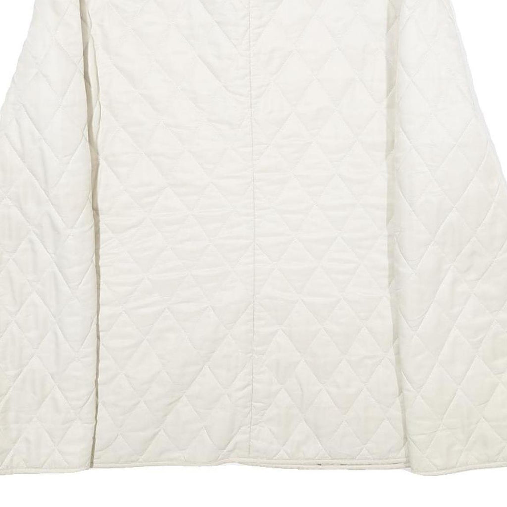 BURBERRY Womens White Quilted Button Jacket L Polyester Classic Lightweight