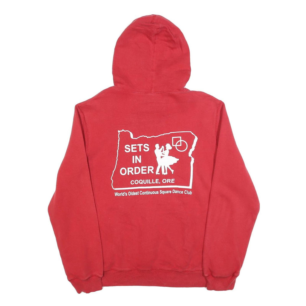 NIKE Mens Red Pullover Hoodie L Square Dance Club Graphic Print