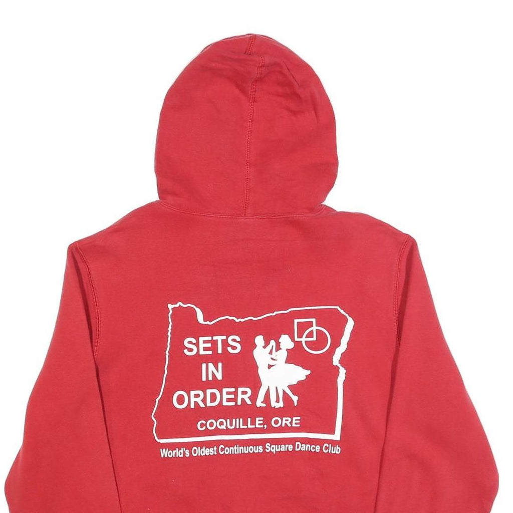 NIKE Mens Red Pullover Hoodie L Square Dance Club Graphic Print