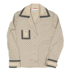 Womens Beige Anchor Print Shirt Long Sleeve Collared Cotton Blend S Nautical