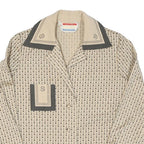 Womens Beige Anchor Print Shirt Long Sleeve Collared Cotton Blend S Nautical