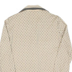 Womens Beige Anchor Print Shirt Long Sleeve Collared Cotton Blend S Nautical