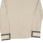 Womens Beige Anchor Print Shirt Long Sleeve Collared Cotton Blend S Nautical