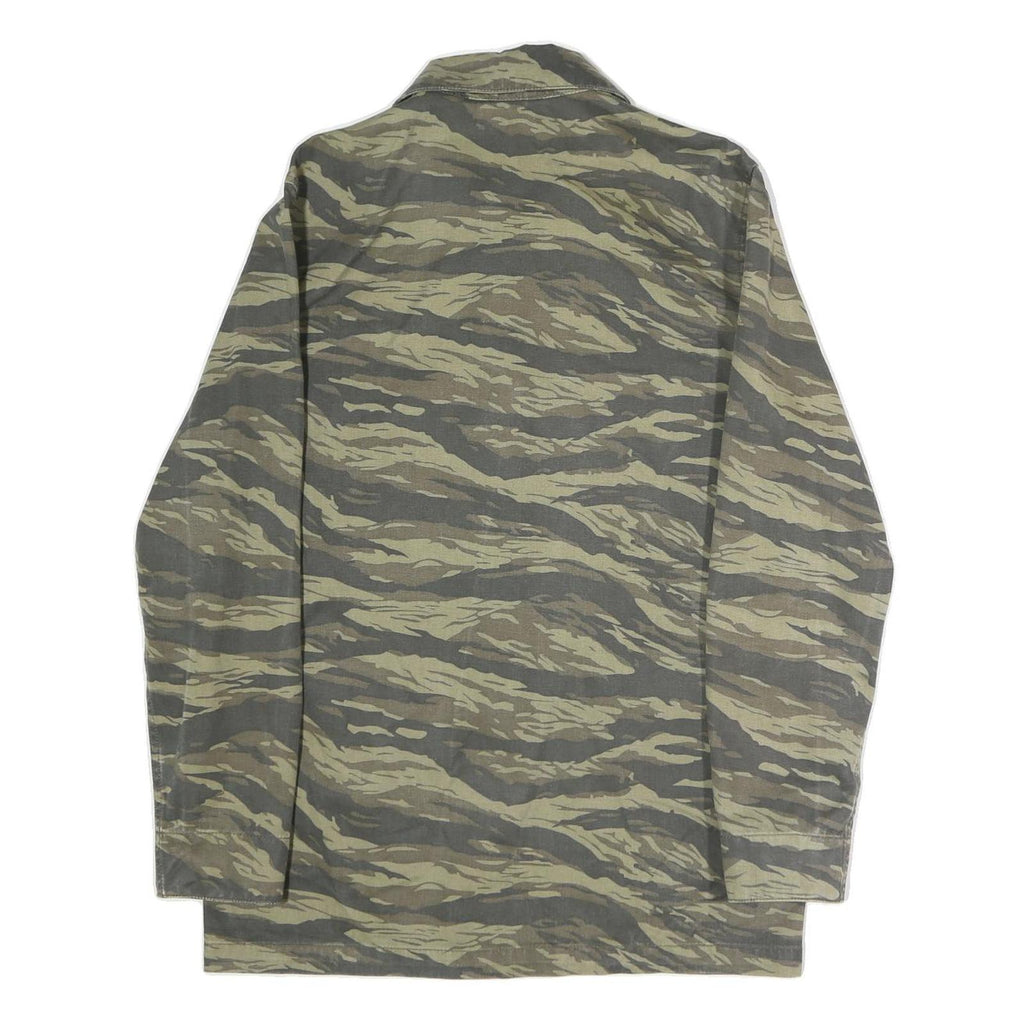 H&M Mens Green Camouflage Button Jacket M Cotton Military Style Casual