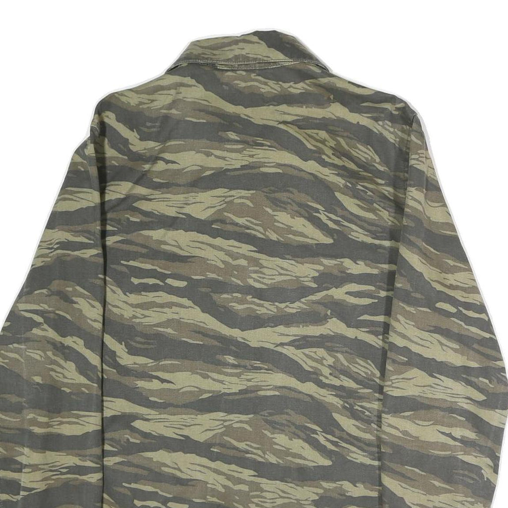 H&M Mens Green Camouflage Button Jacket M Cotton Military Style Casual