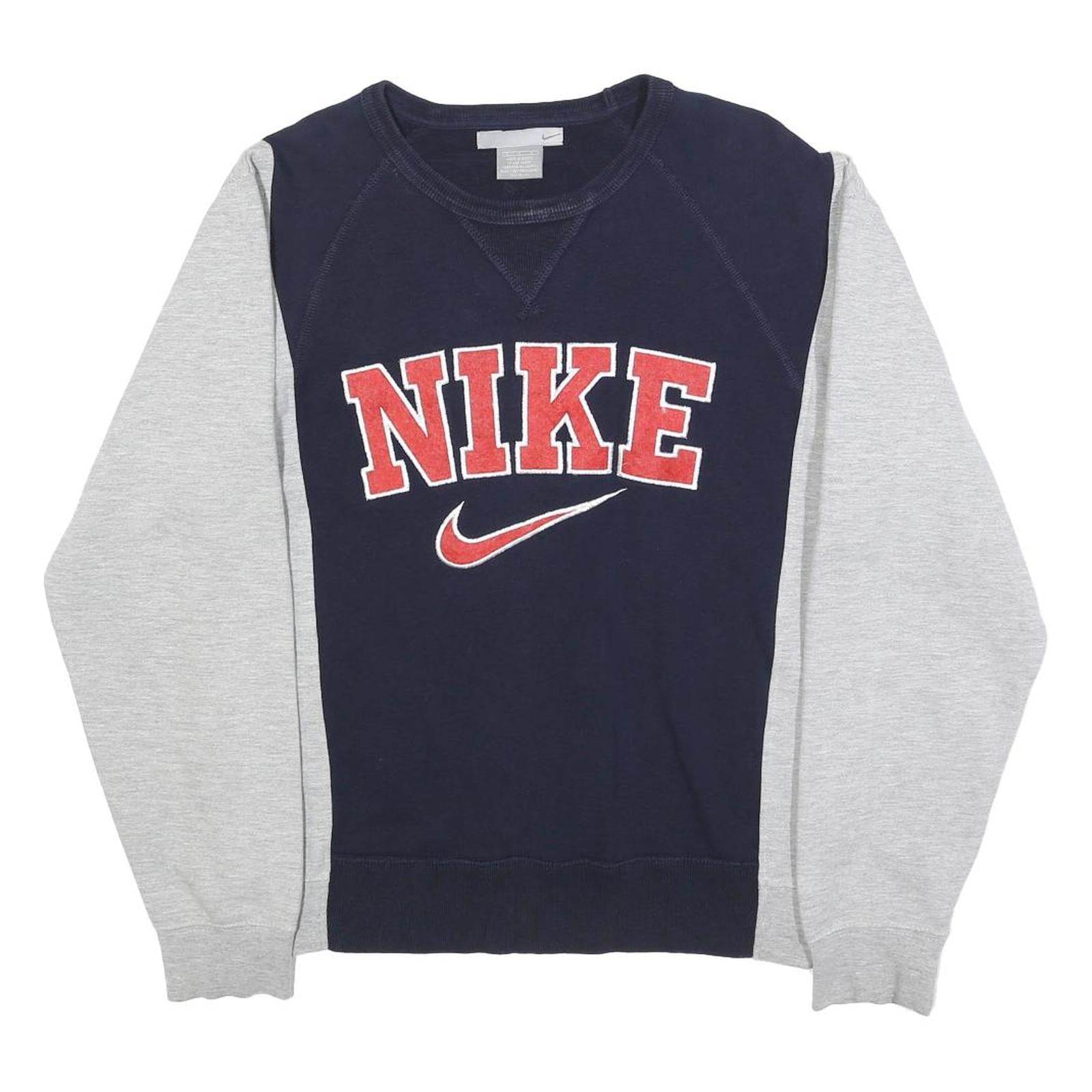 NIKE Mens Blue & Grey Sweatshirt Crew Neck S Cotton Blend Casual Retro