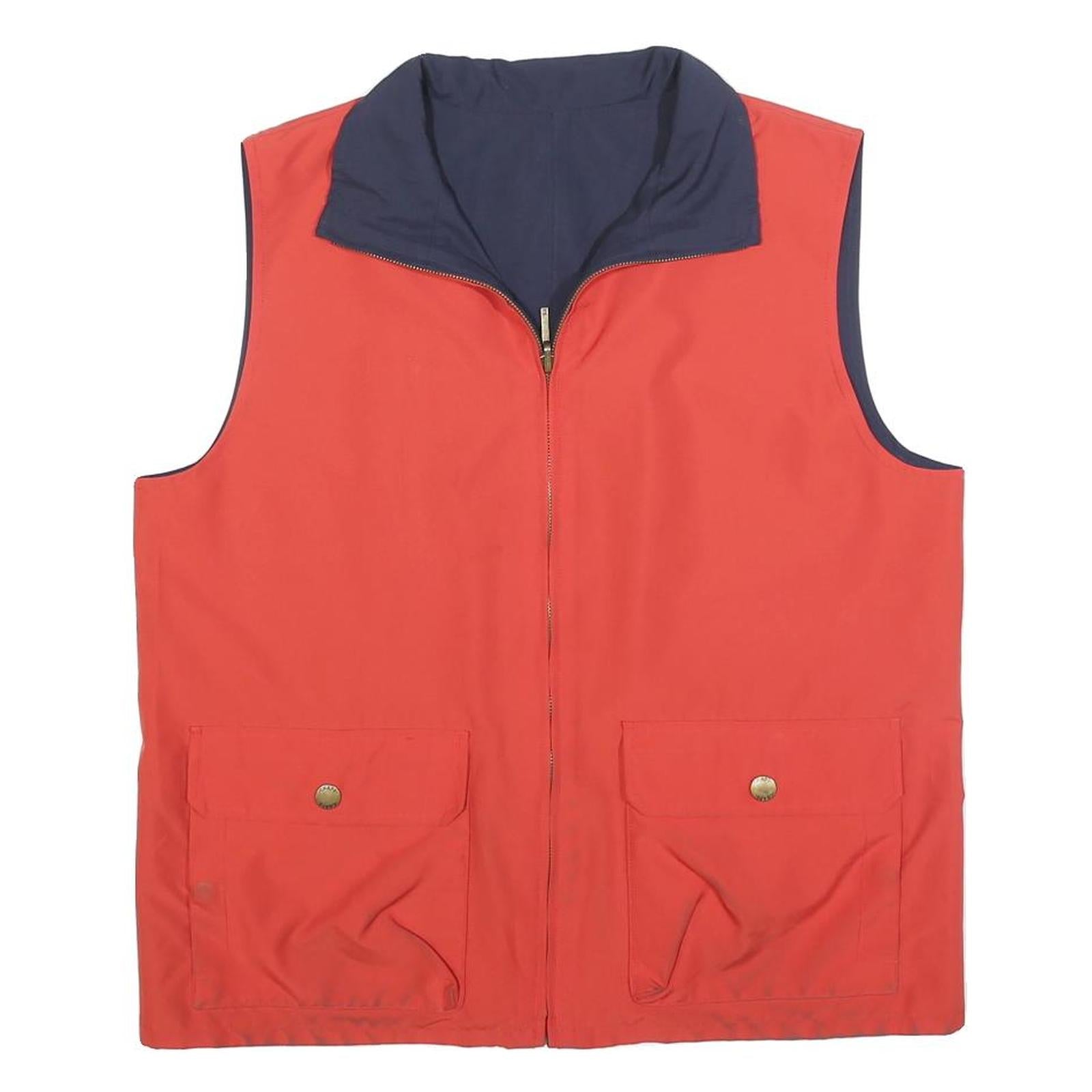 CHAPS Mens Red & Navy Waistcoat Outdoor Zip Sleeveless Regular Fit Polyester