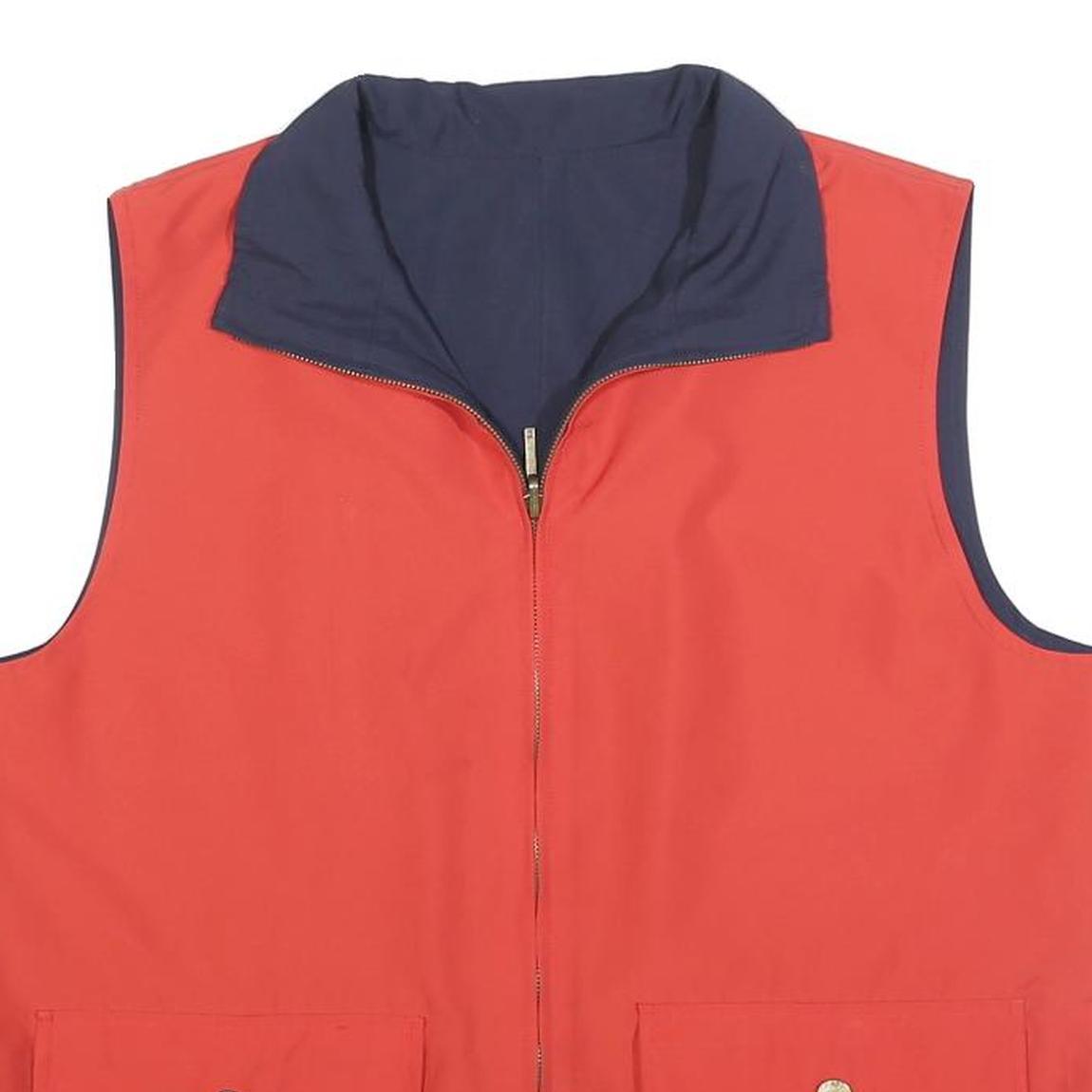 CHAPS Mens Red & Navy Waistcoat Outdoor Zip Sleeveless Regular Fit Polyester
