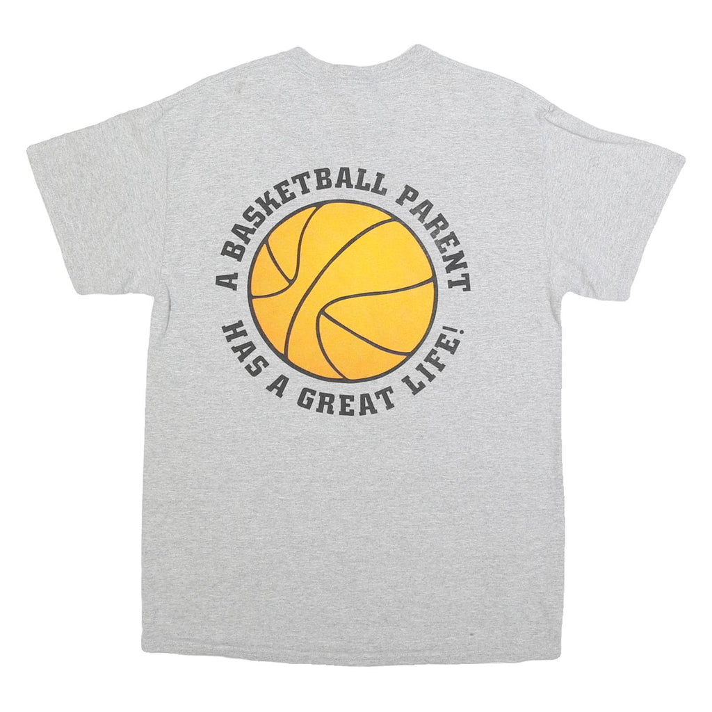 GILDAN Mens Grey Basketball Mom Graphic T-Shirt M Short Sleeve Crew Neck Sport