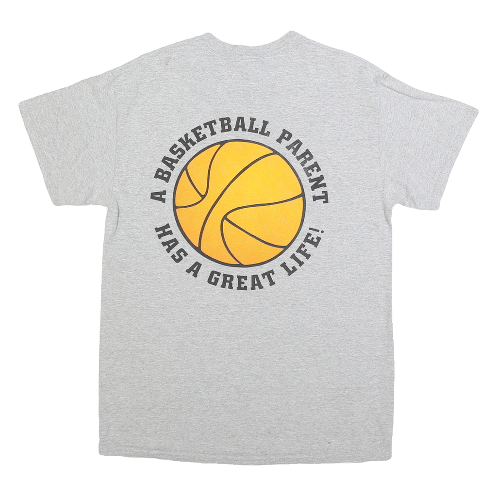 GILDAN Mens Grey Basketball Mom Graphic T-Shirt M Short Sleeve Crew Neck Sport