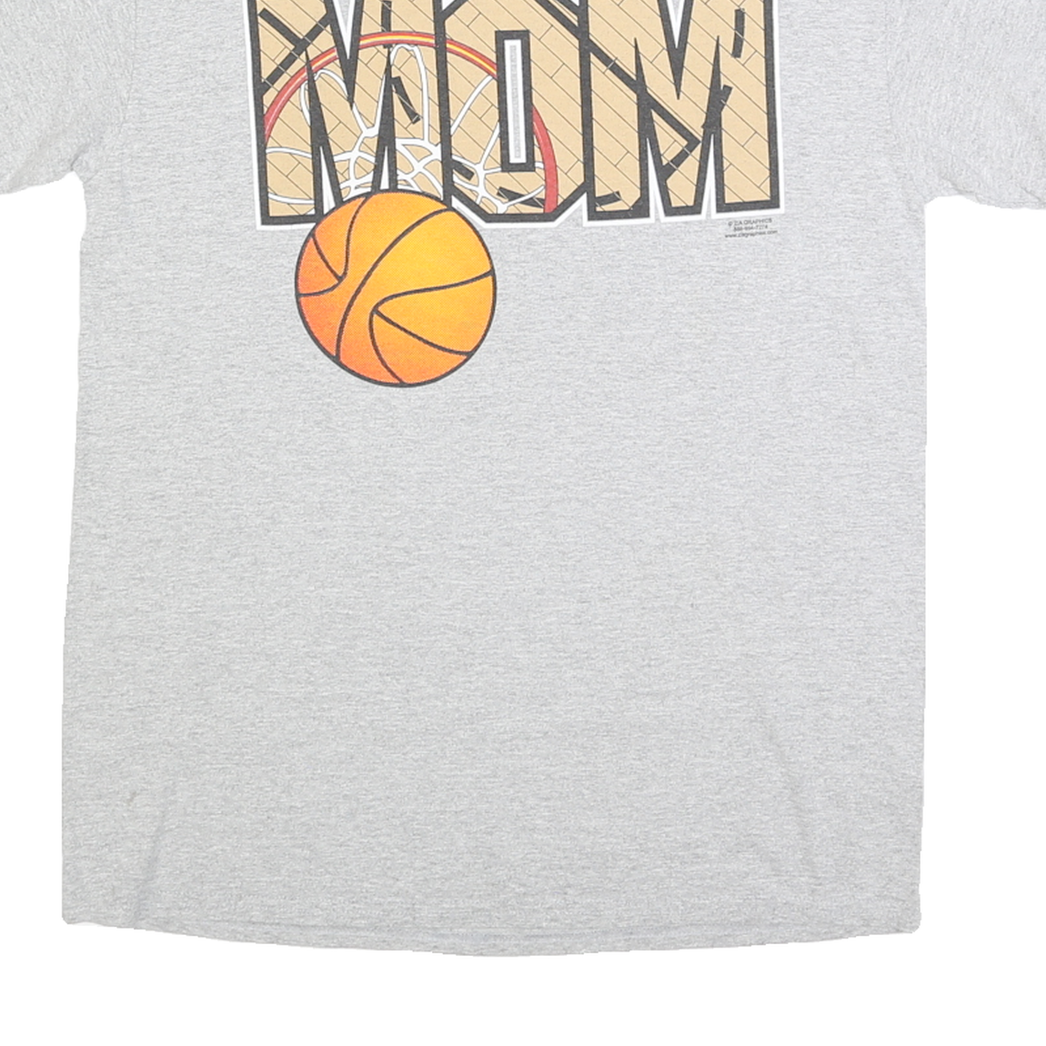 GILDAN Mens Grey Basketball Mom Graphic T-Shirt M Short Sleeve Crew Neck Sport