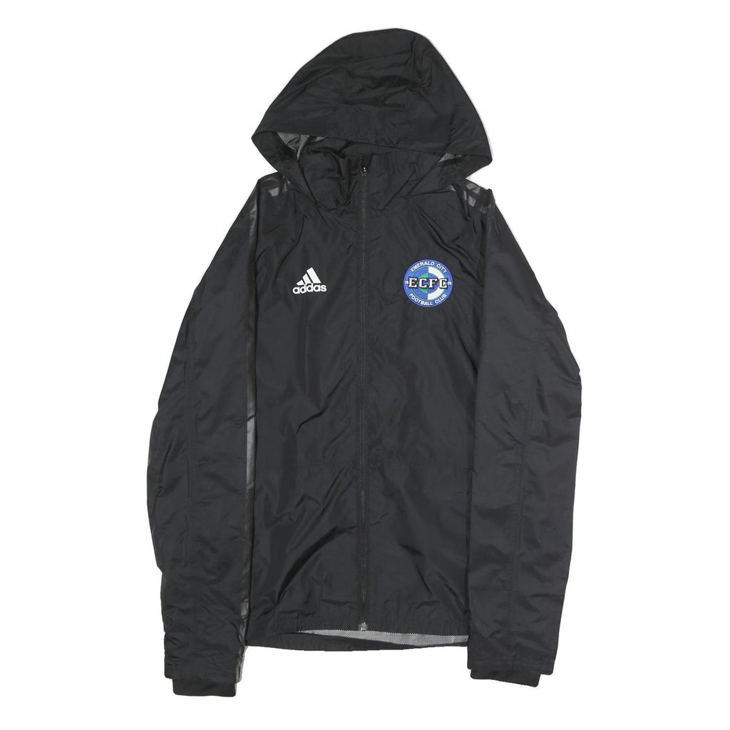 ADIDAS Mens Black Performance Jacket XL Polyester Plain Football Club Logo Zip