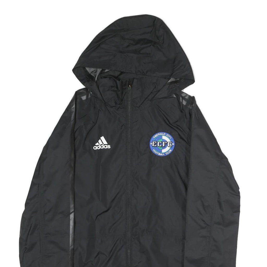 ADIDAS Mens Black Performance Jacket XL Polyester Plain Football Club Logo Zip