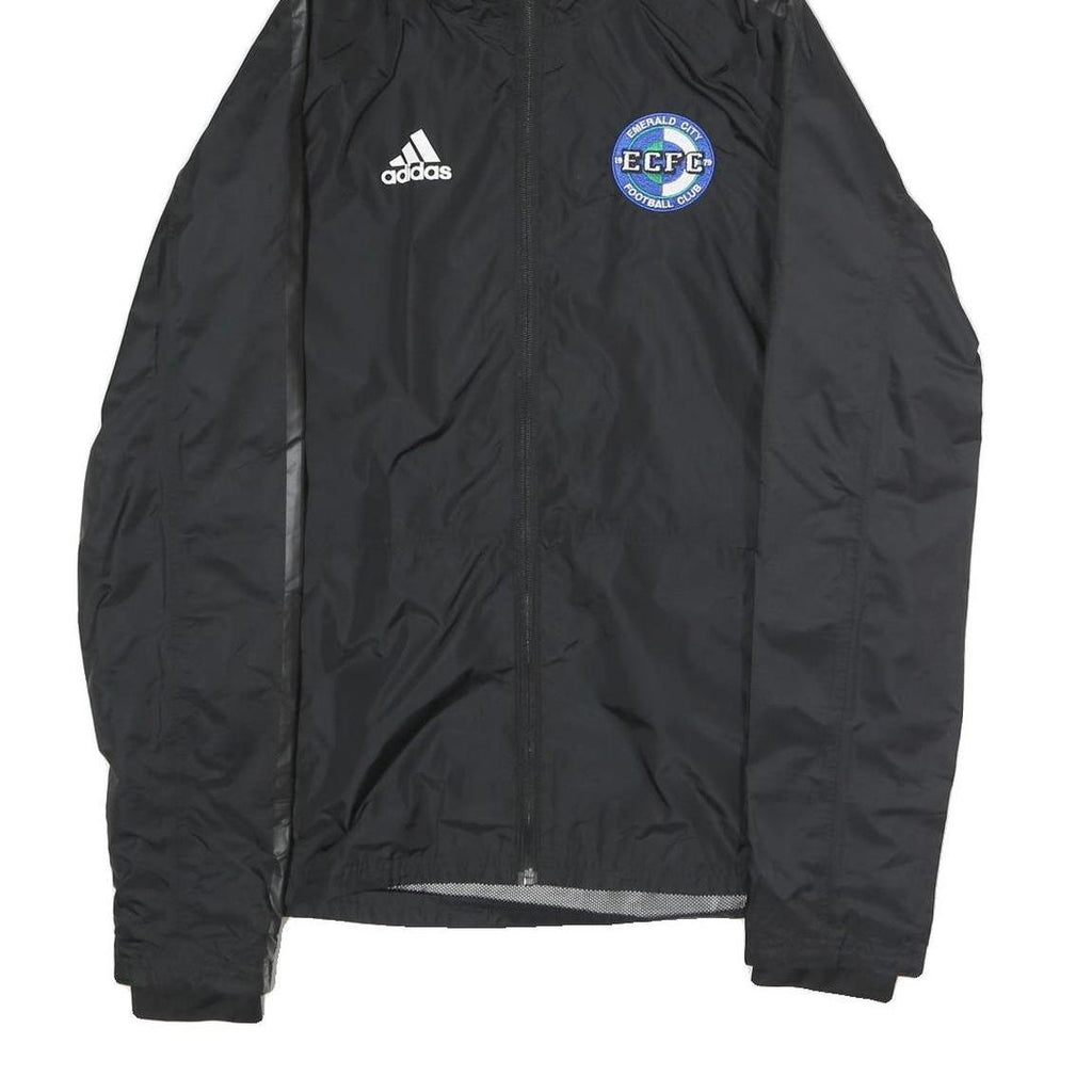 ADIDAS Mens Black Performance Jacket XL Polyester Plain Football Club Logo Zip
