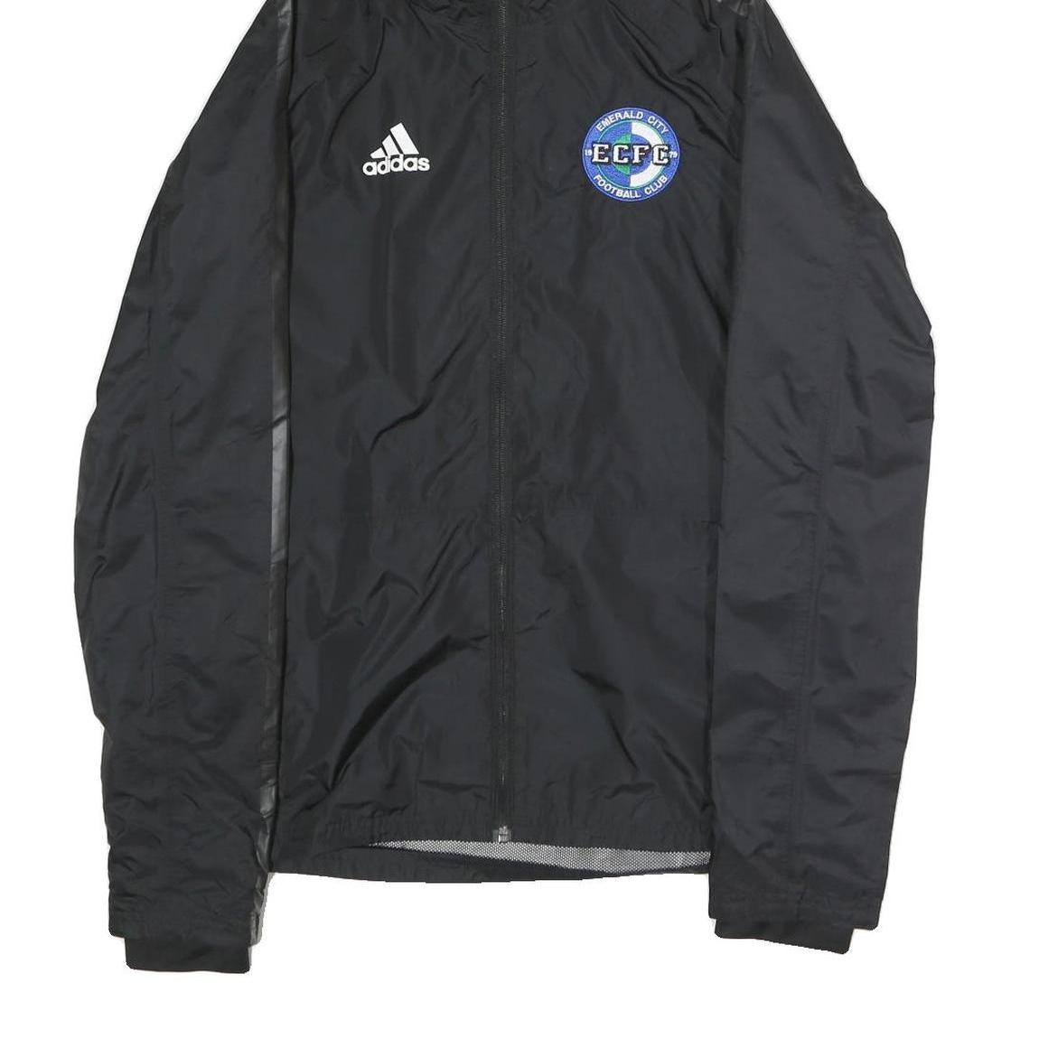 ADIDAS Mens Black Performance Jacket XL Polyester Plain Football Club Logo Zip