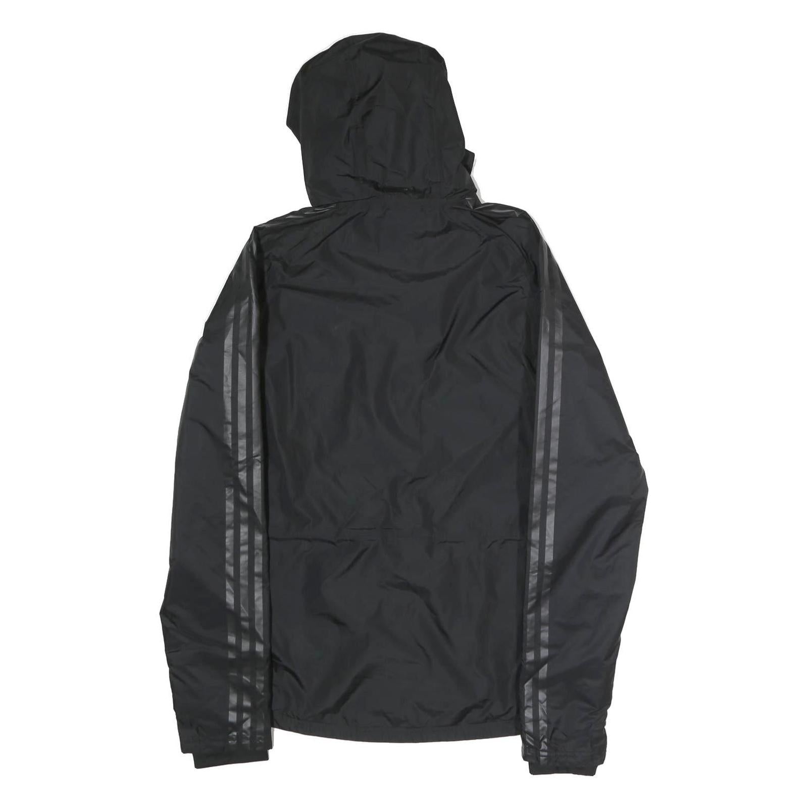 ADIDAS Mens Black Performance Jacket XL Polyester Plain Football Club Logo Zip