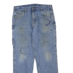 CARHARTT Mens Regular Fit Blue Denim Jeans W38 L32 Workwear Zip Closure