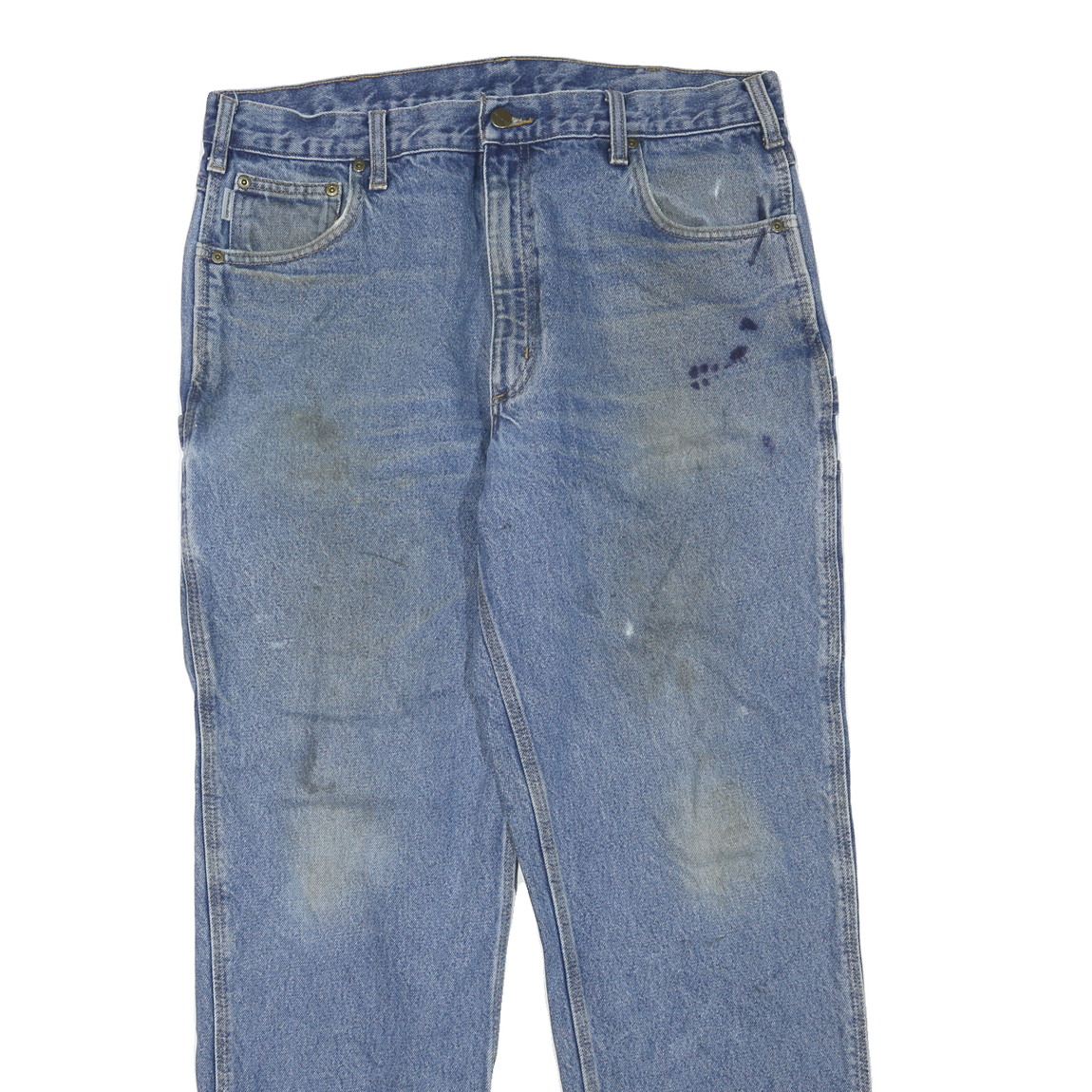 CARHARTT Mens Regular Fit Blue Denim Jeans W38 L32 Workwear Zip Closure