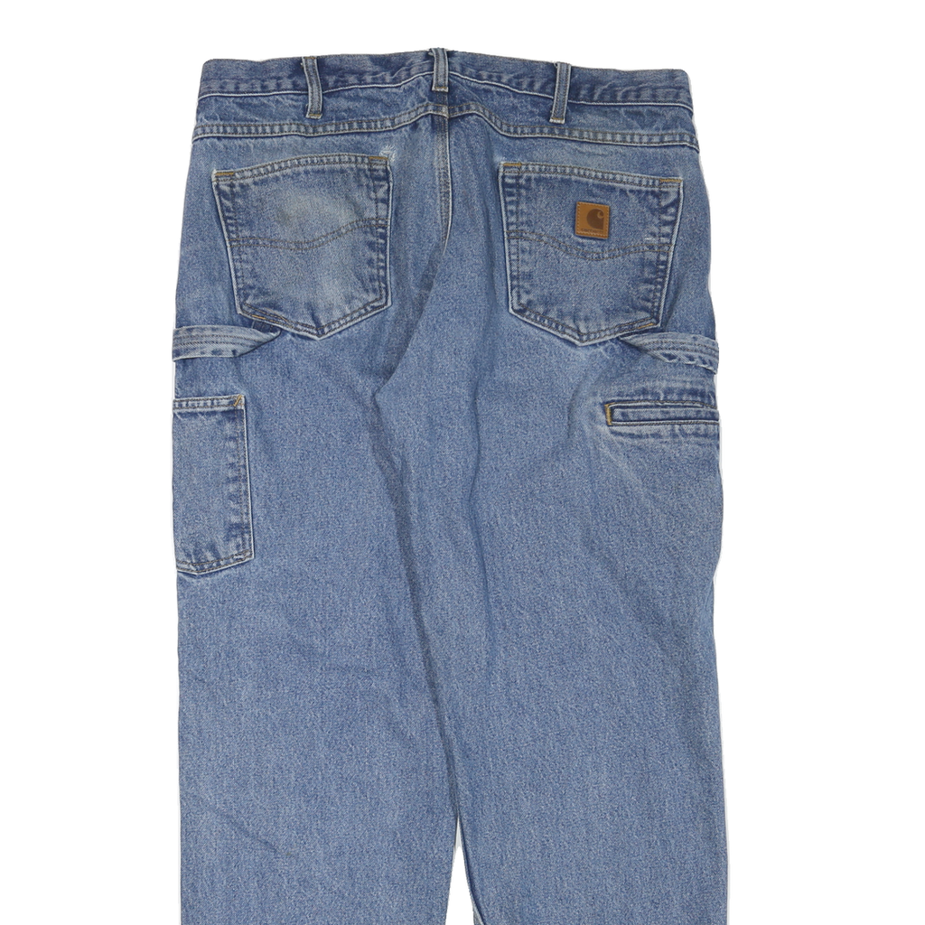 CARHARTT Mens Regular Fit Blue Denim Jeans W38 L32 Workwear Zip Closure