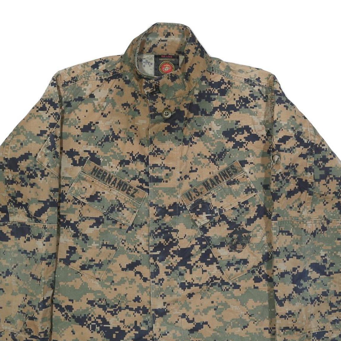 AMERICAN APPAREL Mens Green & Brown Military Jacket S Cotton Blend Button