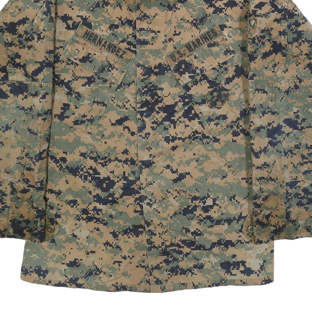 AMERICAN APPAREL Mens Green & Brown Military Jacket S Cotton Blend Button