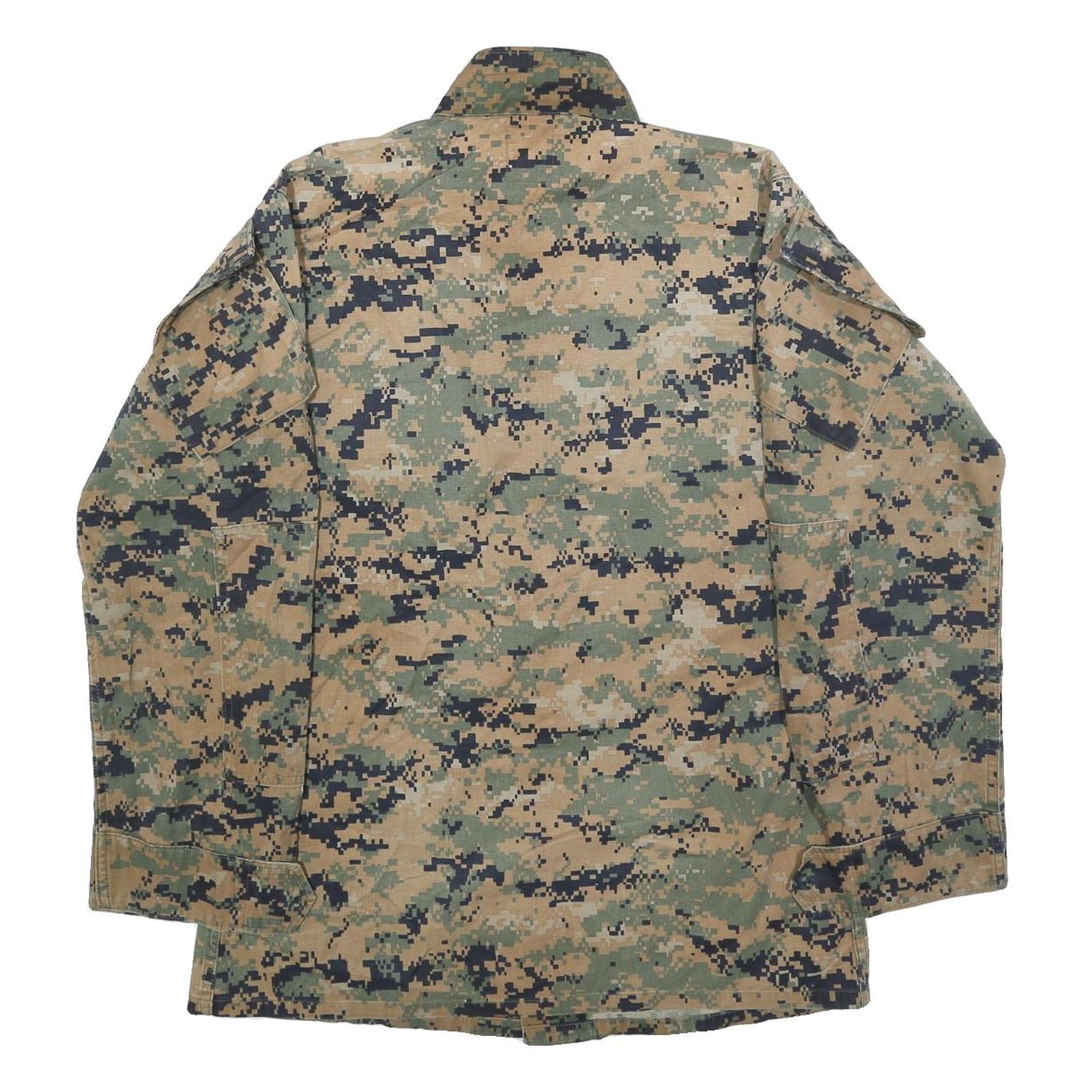 AMERICAN APPAREL Mens Green & Brown Military Jacket S Cotton Blend Button