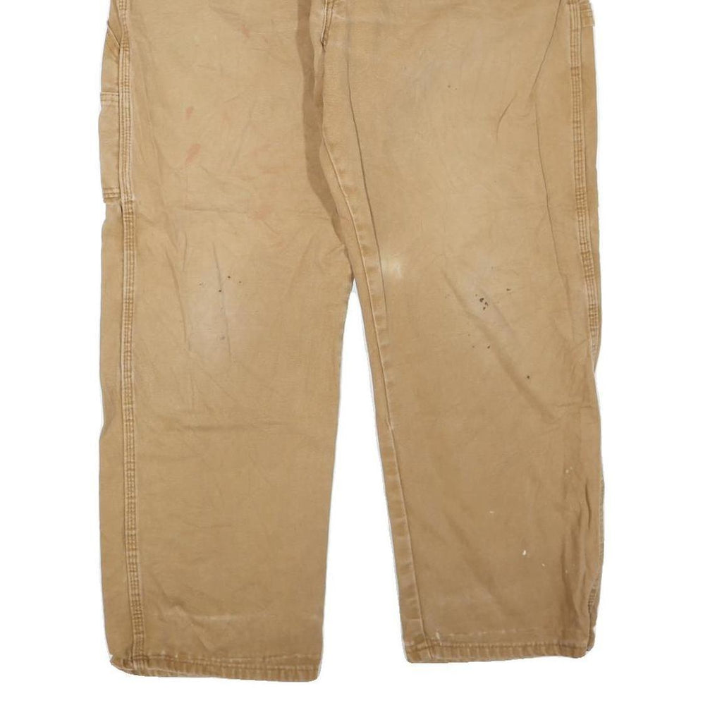 DICKIES Mens Regular Fit Beige Cotton Blend Jeans W38 L28 Workwear Zip Closure