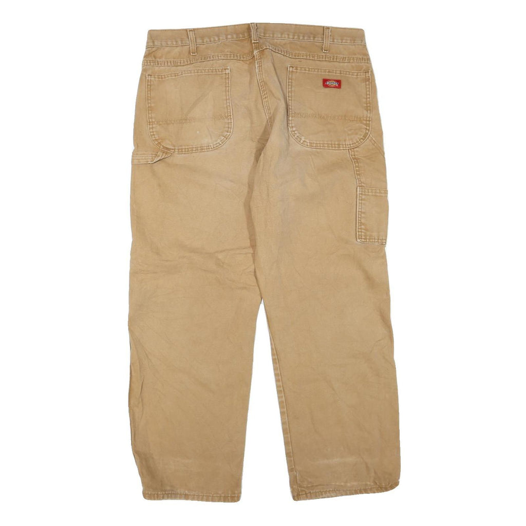 DICKIES Mens Regular Fit Beige Cotton Blend Jeans W38 L28 Workwear Zip Closure