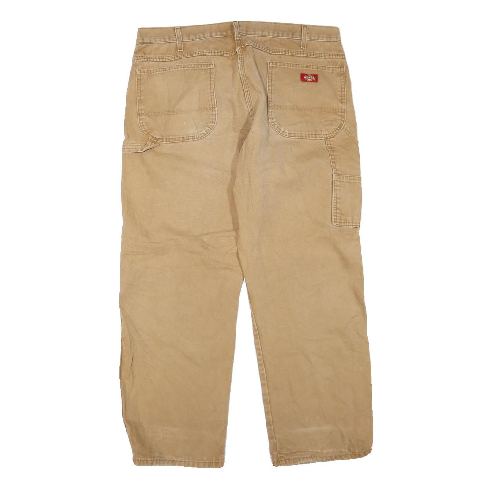 DICKIES Mens Regular Fit Beige Cotton Blend Jeans W38 L28 Workwear Zip Closure