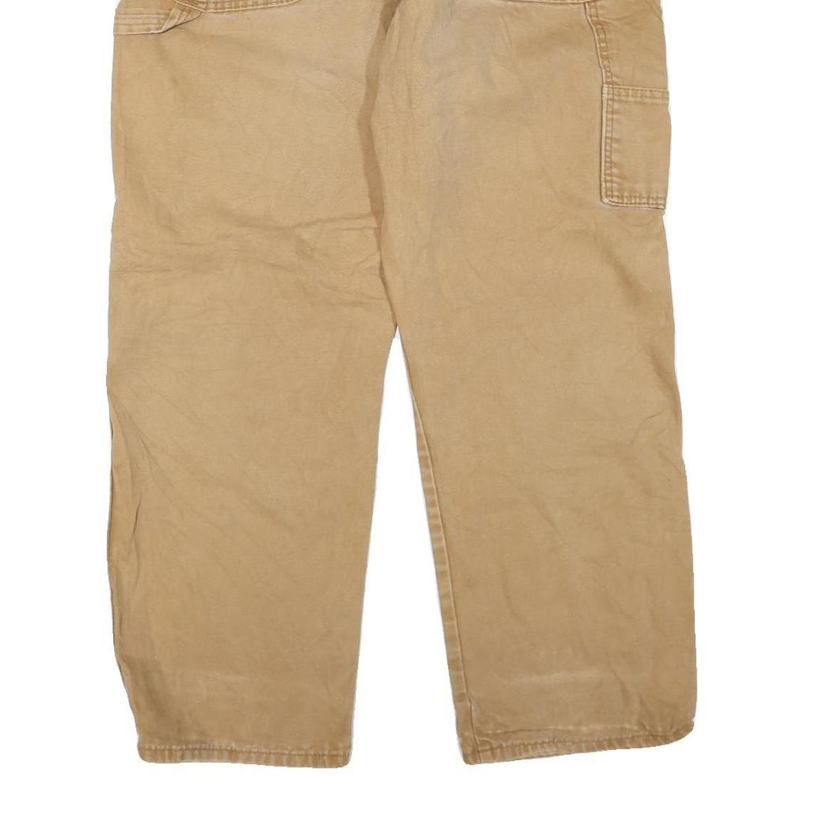 DICKIES Mens Regular Fit Beige Cotton Blend Jeans W38 L28 Workwear Zip Closure