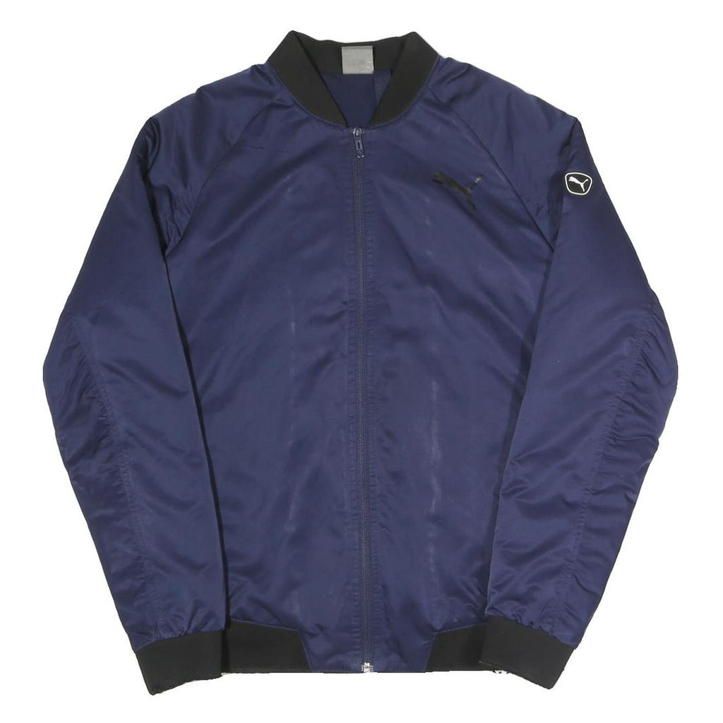 PUMA Mens Navy Blue Bomber Jacket S Polyester Blend Plain Zip Sportswear