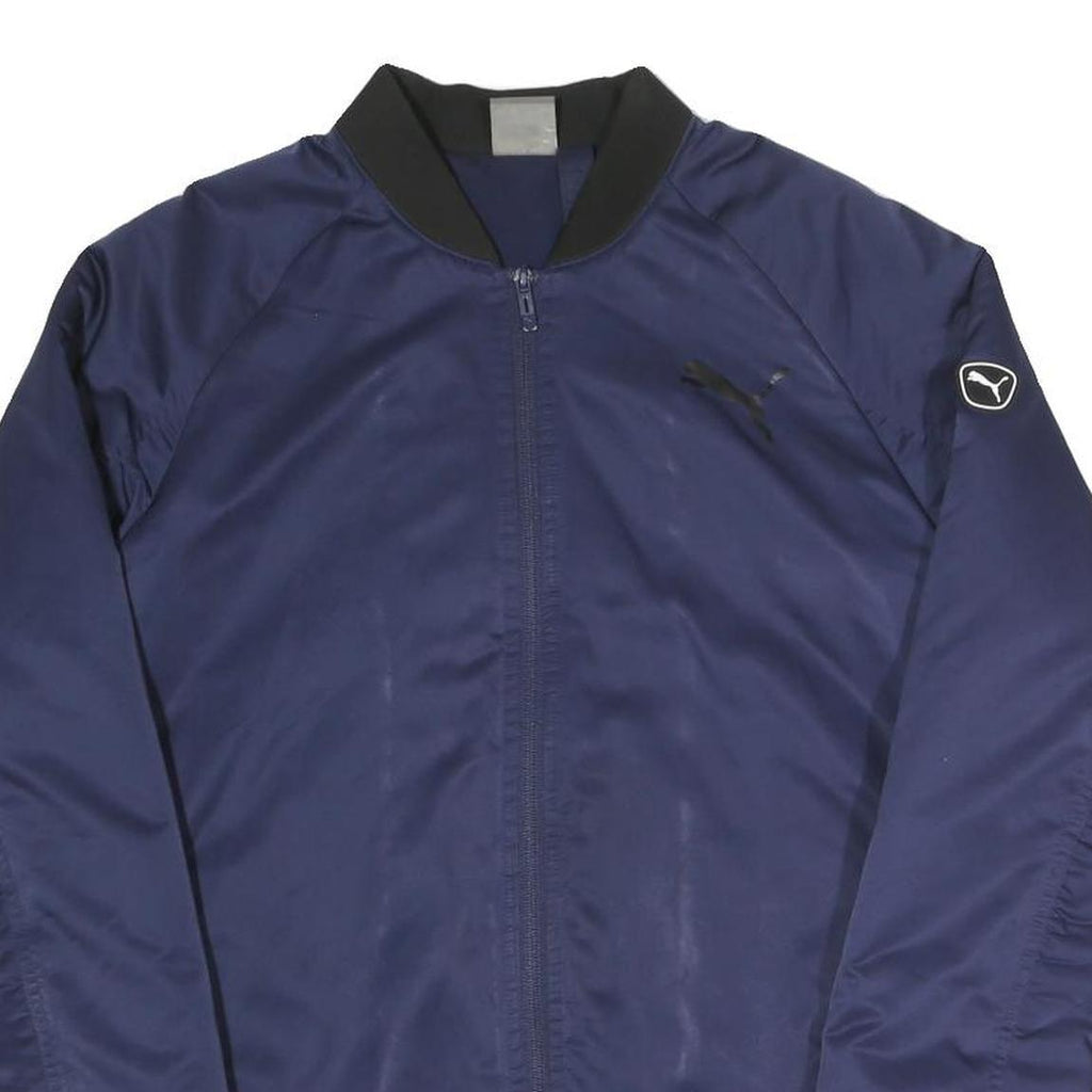 PUMA Mens Navy Blue Bomber Jacket S Polyester Blend Plain Zip Sportswear