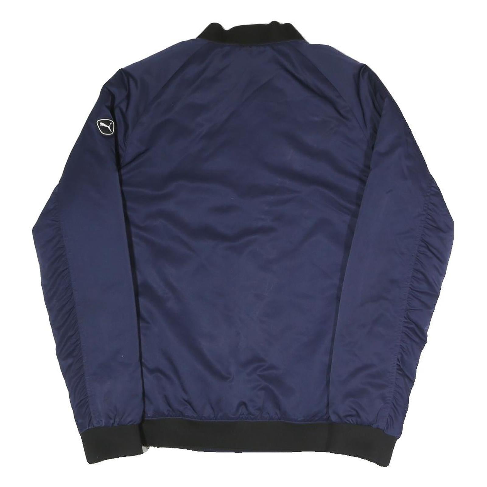 PUMA Mens Navy Blue Bomber Jacket S Polyester Blend Plain Zip Sportswear